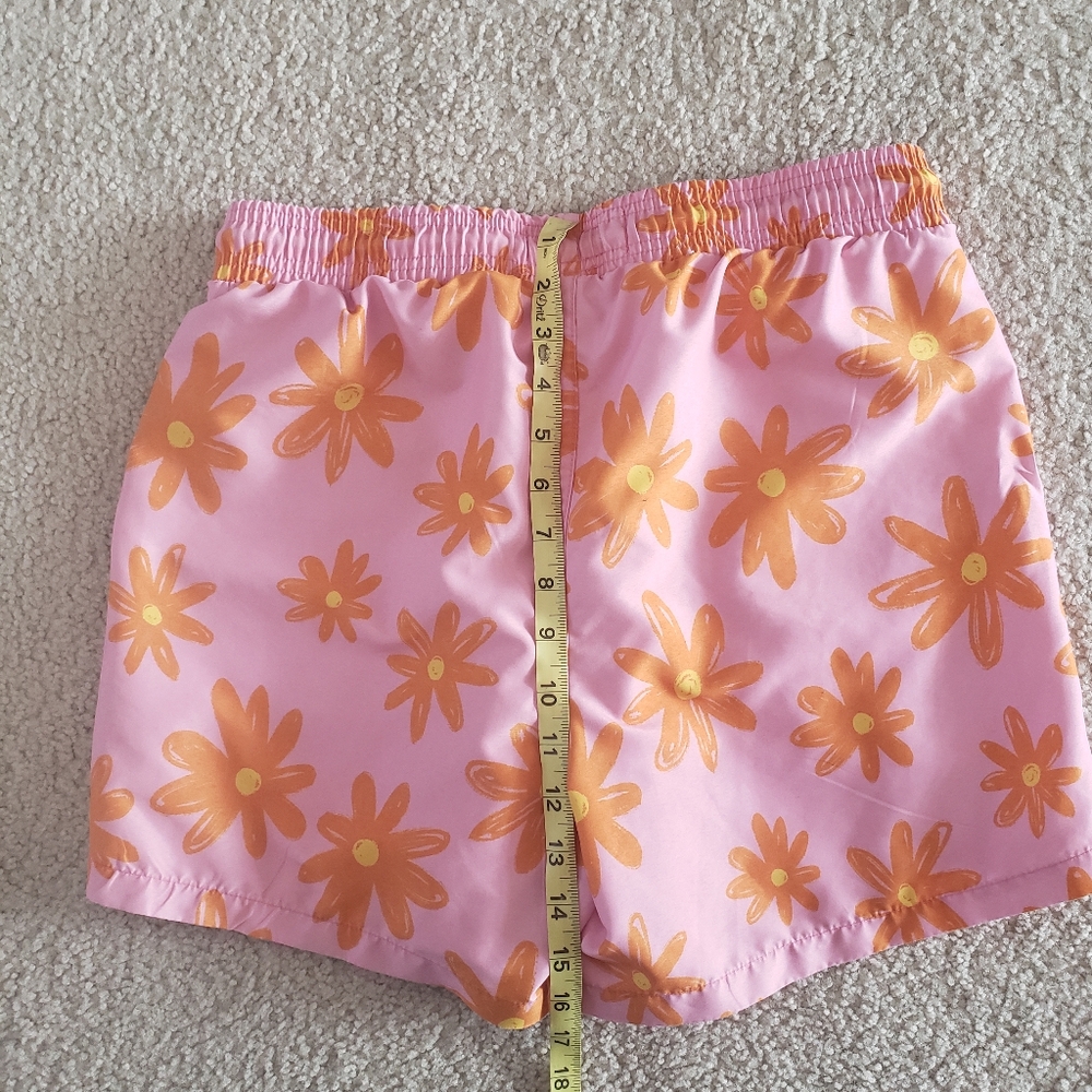 Hunky Trunks swim shorts in pink and orange flower print